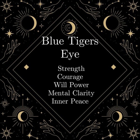 Moon Phases Sunshine Dangle Earrings with Blue Tigers Eye Boho Celestial - Picture 4 of 7